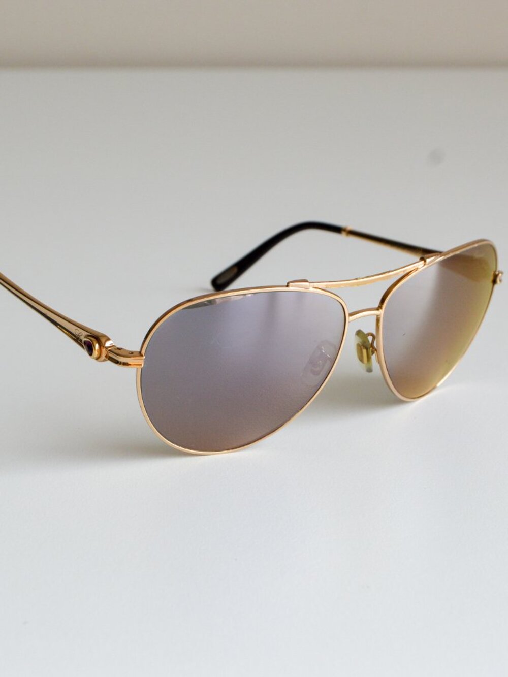 Chopard SCH870S 300 Gold Aviator Sunglasses Grey Gradient Lens with OG Case